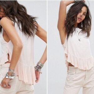 We The Free Light Pink Ruffled Tank Top